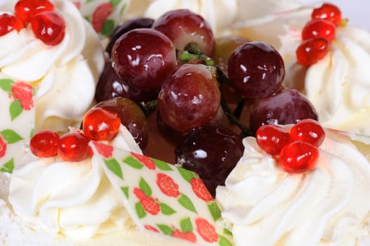 photography of the cake with cream on  plate