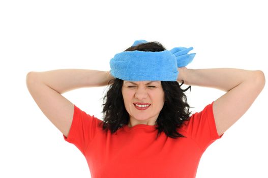 woman with headache isolated on white background