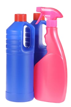 Plastic multi-coloured bottle isolated on a white background