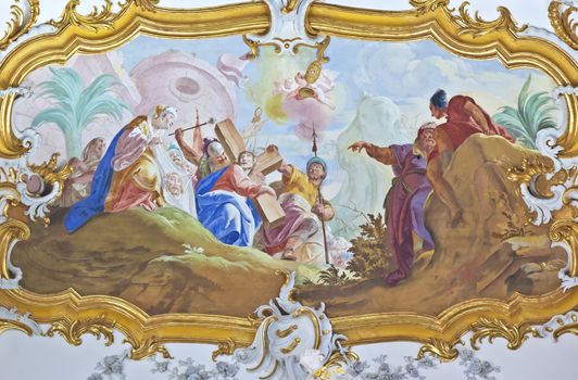 An image of a beautiful religious fresco in Roggenburg Bavaria Germany