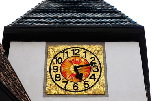 Detail of the Lutheran Church With the Clock in South Tyrol