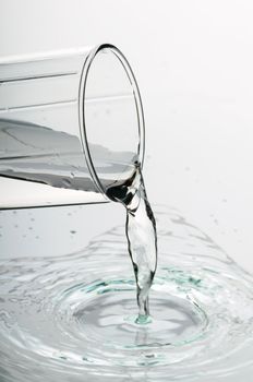 Pure transparent water  pour from a glass 