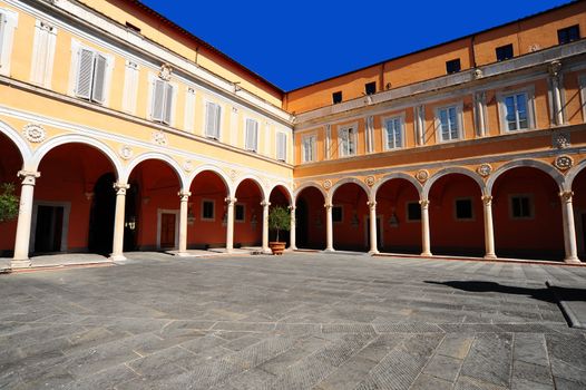 The Courtyard of the Palazzo Dell Arcivescovado in Pisa, Italy 