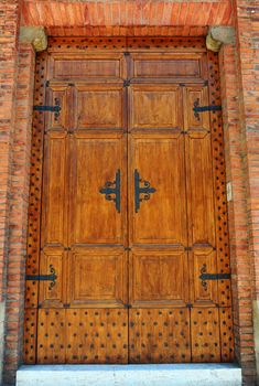Close-up Image Of Wooden Ancient Italian Door