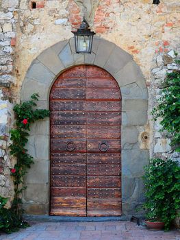 Close-up Image Of Wooden Ancient Italian Door