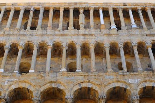 Restoration of St Mary's Church in Arezzo -  Facade Covered With Net