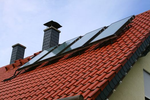solar cells on a roof