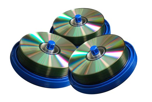 CD and DVD discs,  isolated on white background. Clipping path included