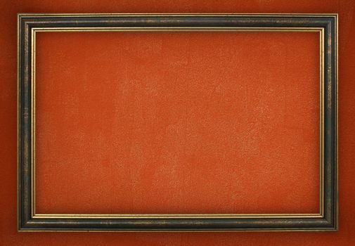 worn photo frame with golden lines. isolated. clipping path included