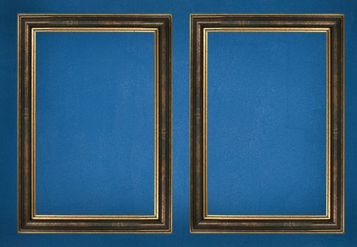 worn photo frame with golden lines. isolated. clipping path included