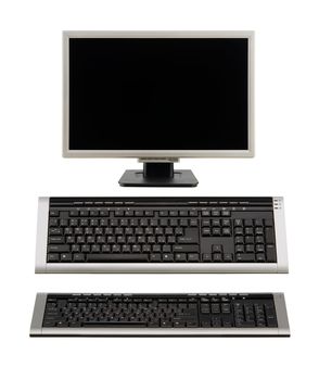 New liquid crystal screen with the keyboards isolated on a white background
