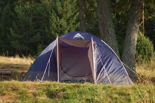 tent on camping. mountain holiday