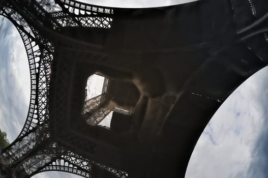 Eiffel tower. Look from standpoint wide perspective