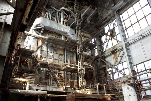 View of a very old industrial building interior