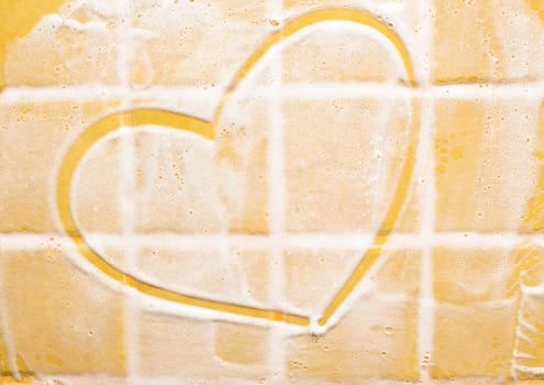 to draw heart on soap tiled wall