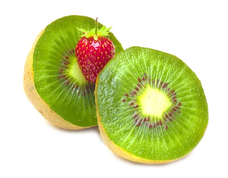 kiwi and strawberry. It is isolated on white background. 