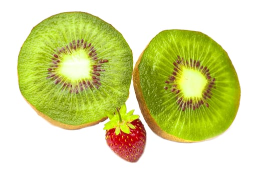 kiwi and strawberry. It is isolated on white background. 