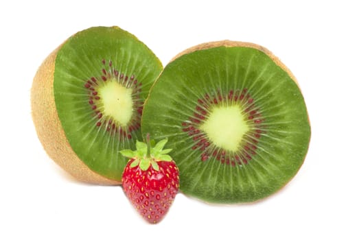 kiwi and strawberry. It is isolated on white background. 