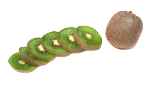 juicy fruit kiwi cut with segments on white background