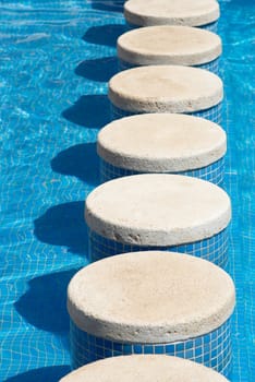 Dividing line between the shallow and the deep part of a swimming pool, saftey for children