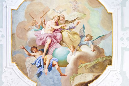 An image of a beautiful religious fresco in Ochsenhausen Germany