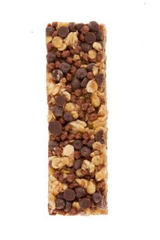 Granola energy bar isolated on white