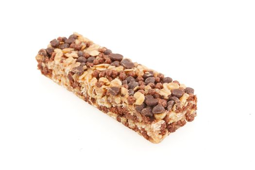 Healthy granola bar isolated on white