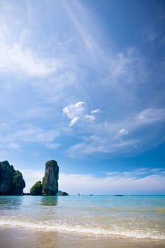 Sandy beach and turquoise sea, Krabi province, Thailand