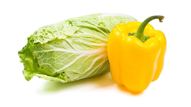 Cabbage and paprika isolated on a white background