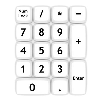 White keypad with digits isolated