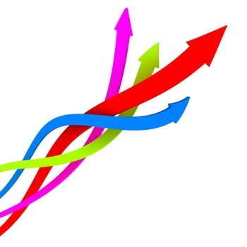 Vibrant color coiling arrows upward