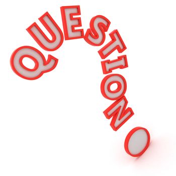 The word "question" in the shape of question mark