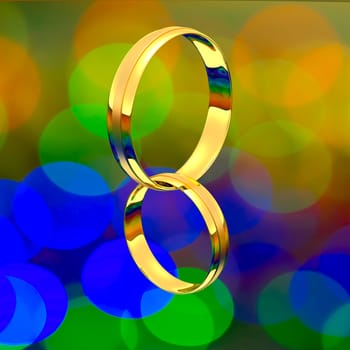 Golden ring on the blurry background