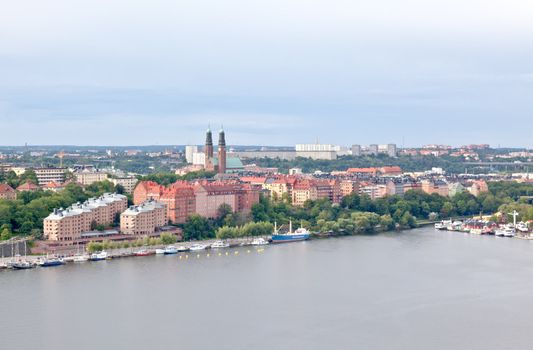 Aerial view of the Stockholm Sweden form top of City Hall tower