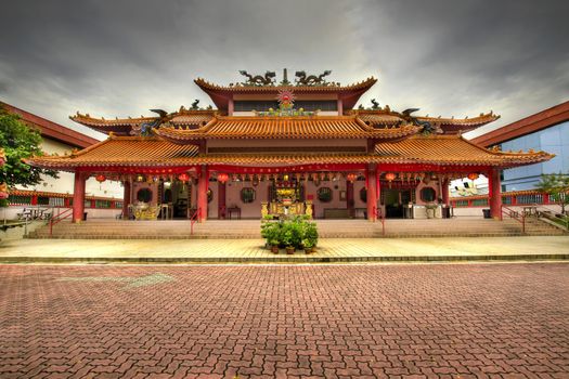 Chinese Taoist Temple Paved Main Square in Singapore