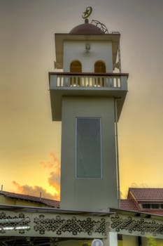 Muslim Mosque Temple in Singapore against Sunset Sky 2