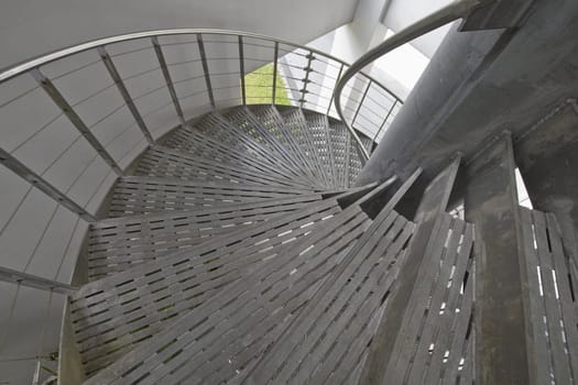 Metal Spiral Staircase Leading  up to the Roof Top