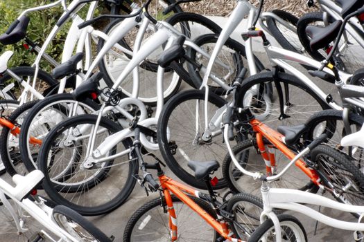 Parked bikes in a row