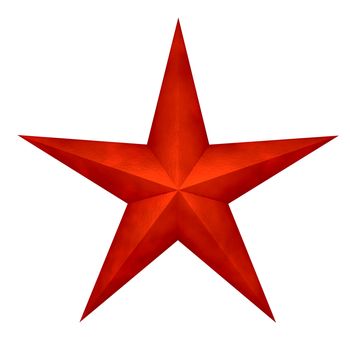 Three-dimensional red star isolated on the white background