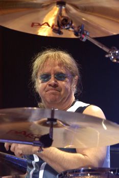 Ian Paice on drums of British band Deep Purple in performance at the hall Rondo February 22, 2006 in Brno, Czech Republic. The group arrived as part of tour for the new album Rapture Of The Deep.