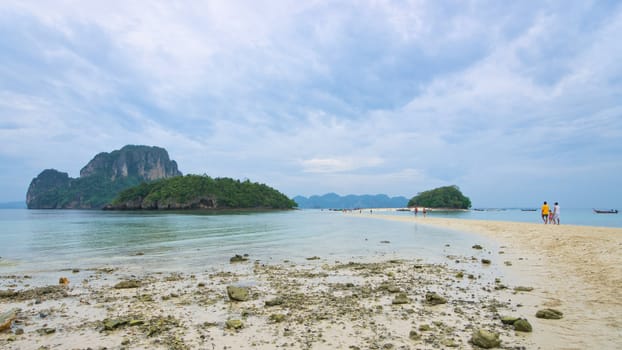 Sandy isthmus to the island in the sea, Thailand