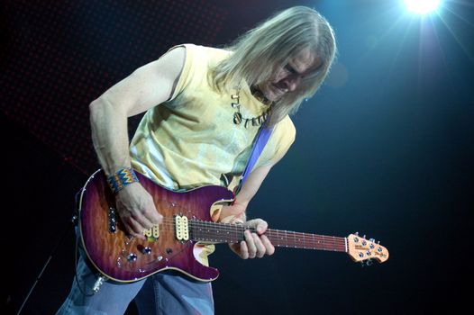 BRNO, CZECH REP., FEBRUARY-22: Steve Morse, guitatist of British band Deep Purple in performance at the hall Rondo February 22, 2006 in Brno, Czech Republic. The group arrived as part of tour for the new album Rapture Of The Deep.