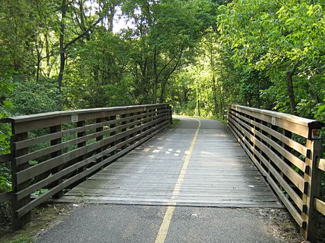 A photograph of a quiet walking trail.