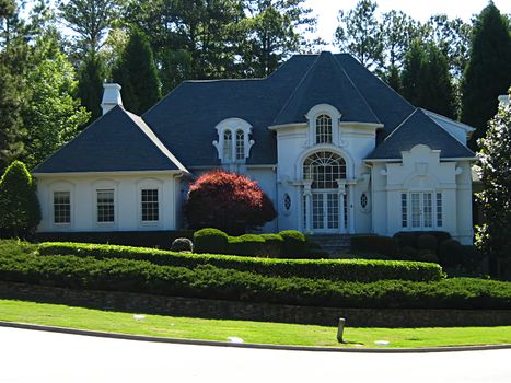 A photograph of a house detailing its architecture.