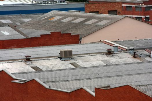 Factory rooftops close up