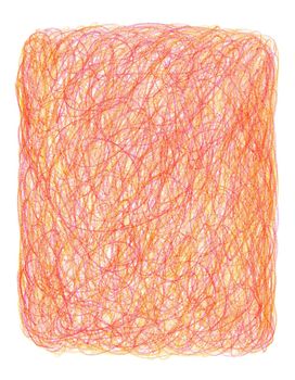 Crayon scribble background in red and orange tones.