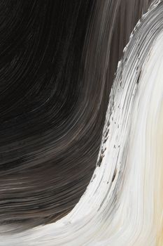 Black and white oil-painted curve. Abstract background.