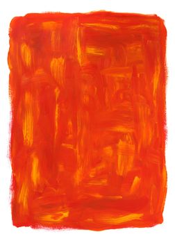Vibrant orange abstract oil painting, isolated on white. Hand-painted.