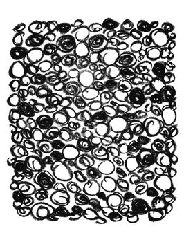 Hand-drawn black bubbles background, isolated on white.