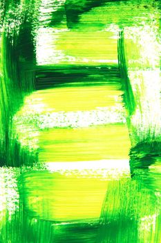 Vibrant green and yellow brush strokes. Hand-painted abstract background.